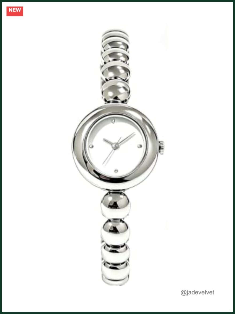 Quartz Watch Crystal Markers Beaded Alloy Bangle Bracelet Minimalist